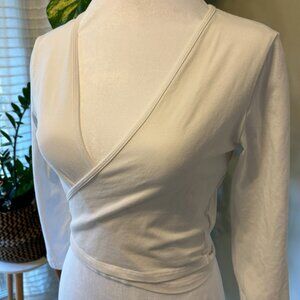 WHITE American Apparel Women's Cotton Spandex Julliard Long Sleeve Top WHITE